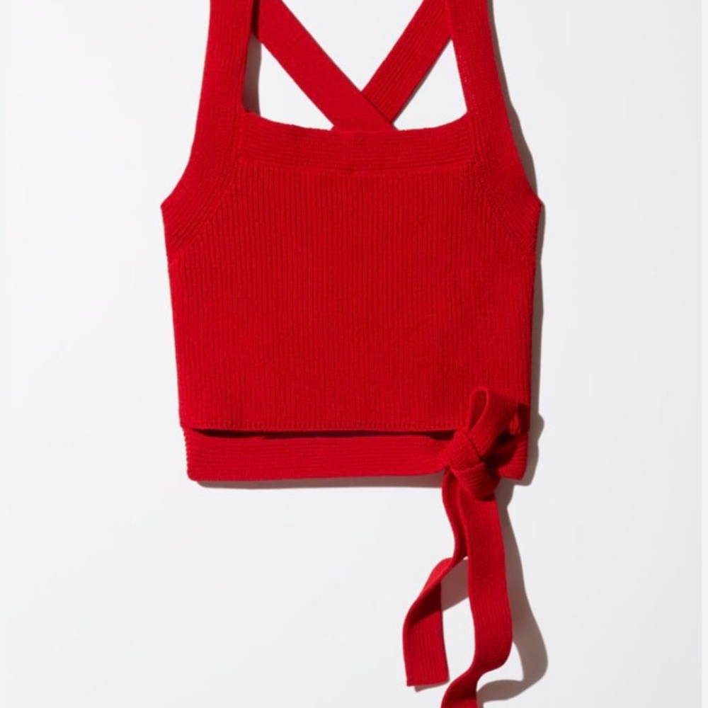 Aritzia Cayenne Red knit crop top - Picture 5 of 10